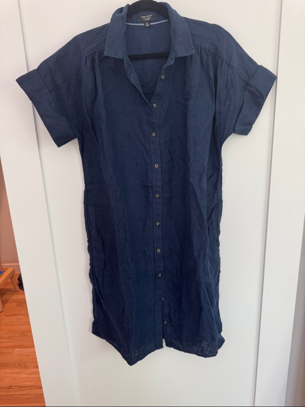 J. Crew Navy Relaxed-fit short-sleeve Baird McNutt Irish linen shirt-dress